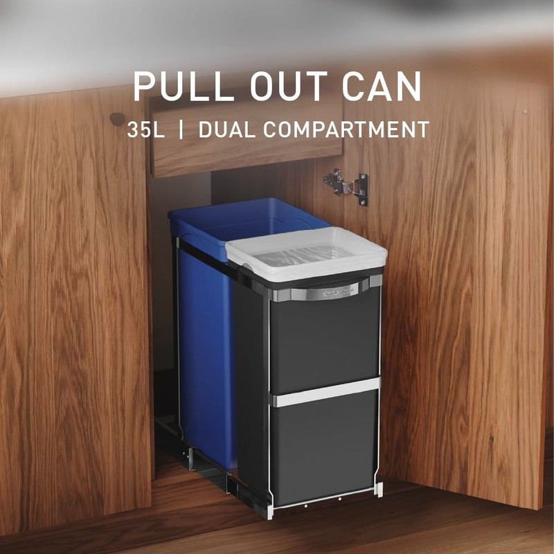 Simple Human 35L Under Counter Pull-Out Trash Can-NO INSTALLATION HARDWARE! gallery