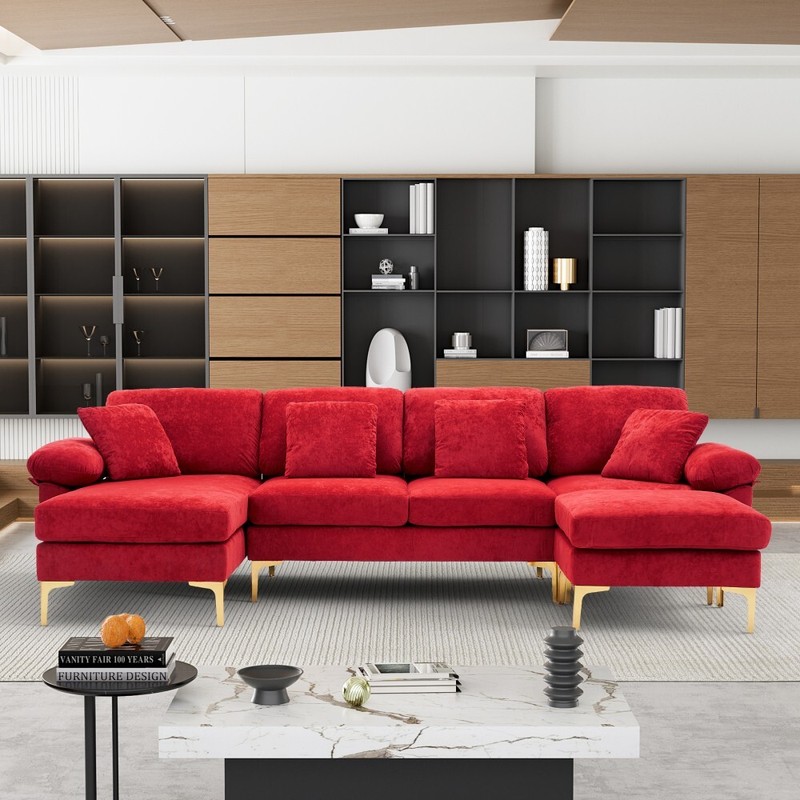 Modern 105.5" Modular Cloud Sectional Upholstered Sofa Couch with L-Shape Chaise gallery