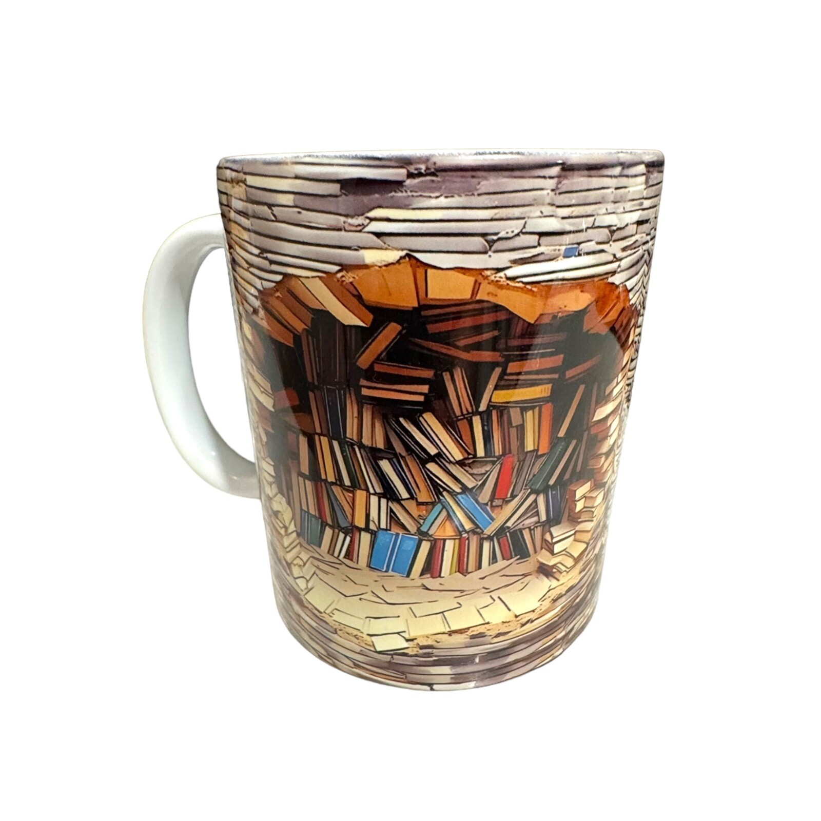 Dishwasher Safe Ceramic Mug Coffee with Book Design 3d Bookshelf Library Shelf gallery