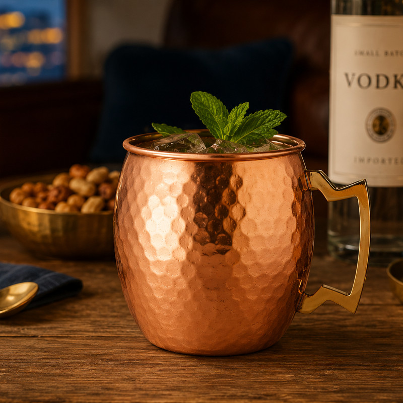 100% Handmade 16oz Solid Copper Mule Mug – Barrel Shaped Mug (Set of 2) gallery