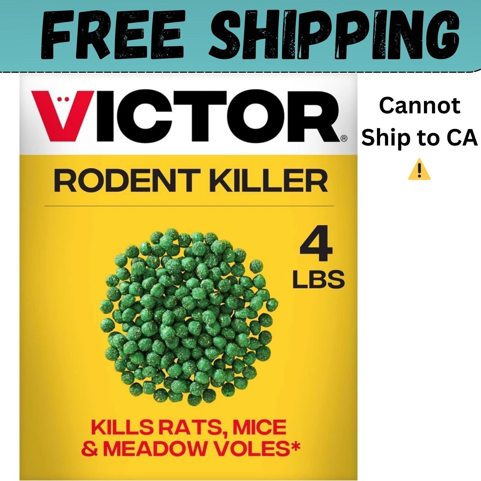 Victor Rat Poisoning for Inside & Outside Use - Kills Rats, Mice, 4 lb, Green gallery