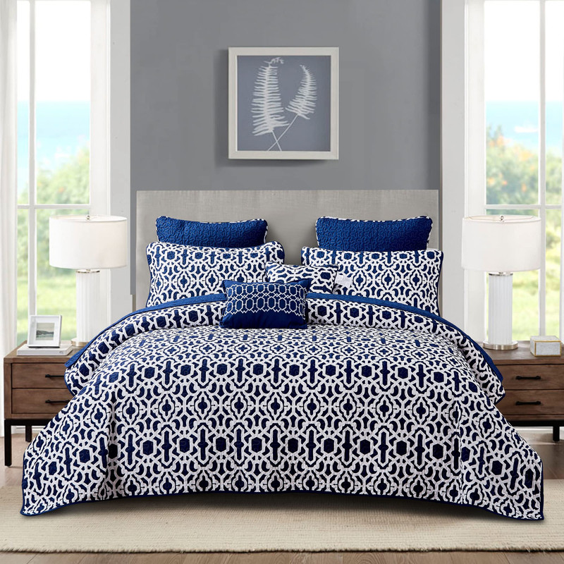 Home Soft Things 7 Piece Printed Microfiber Bedspread 90 X 90 Queen Montgomery gallery