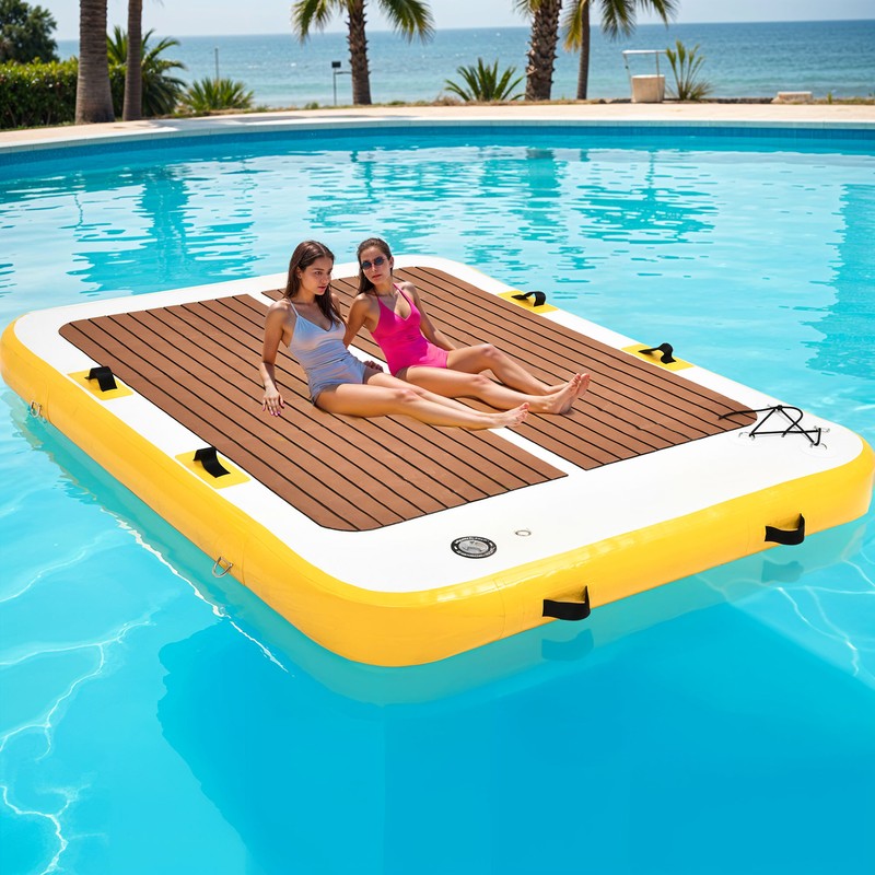 Water Platform Inflatable Floating Dock 6x5 ft Non-Slip Floor, Heavy Duty PVC gallery