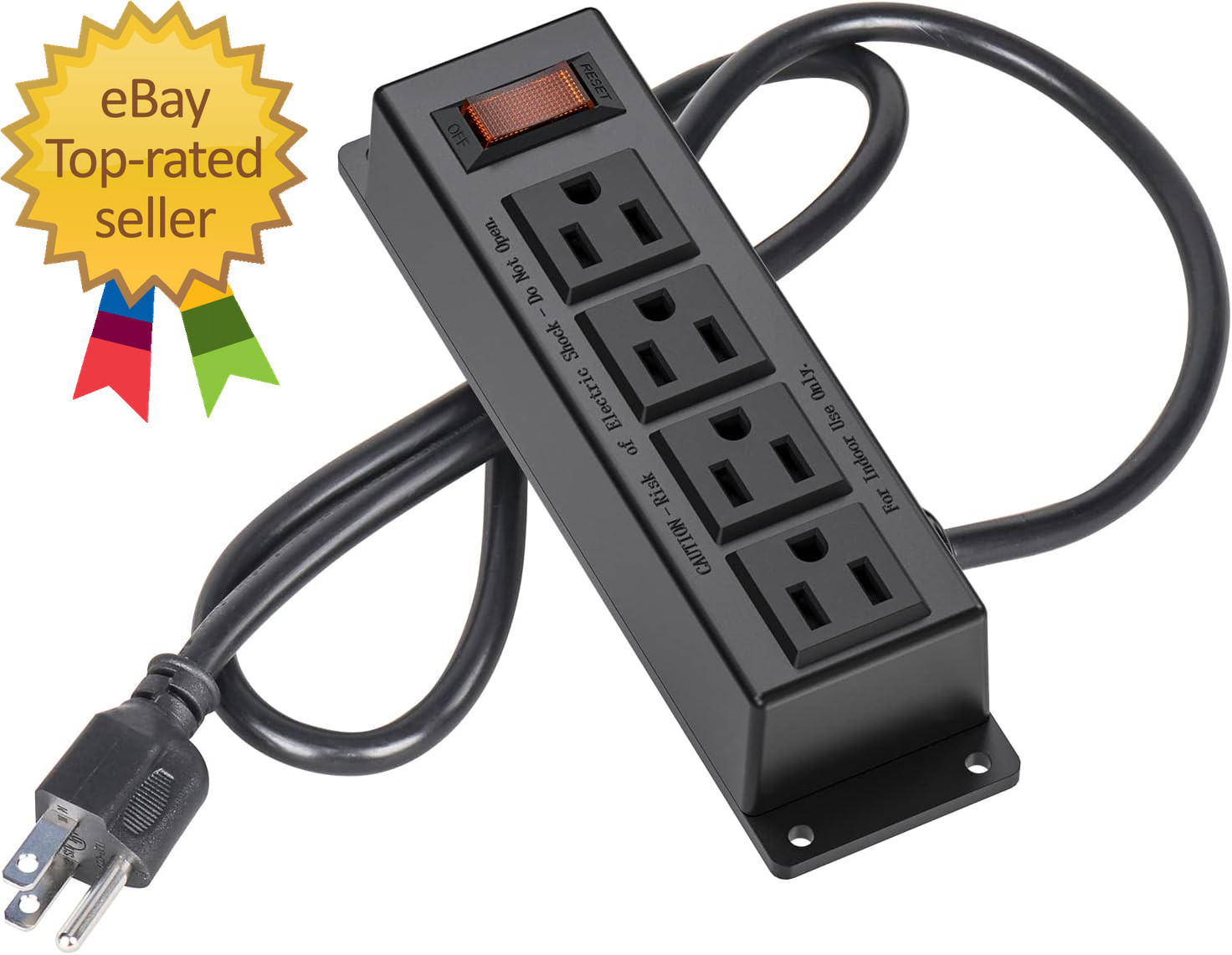 Wall Mount Power Outlet Strip 4 Outlet Mountable Power Strip with Switch 3Ft gallery