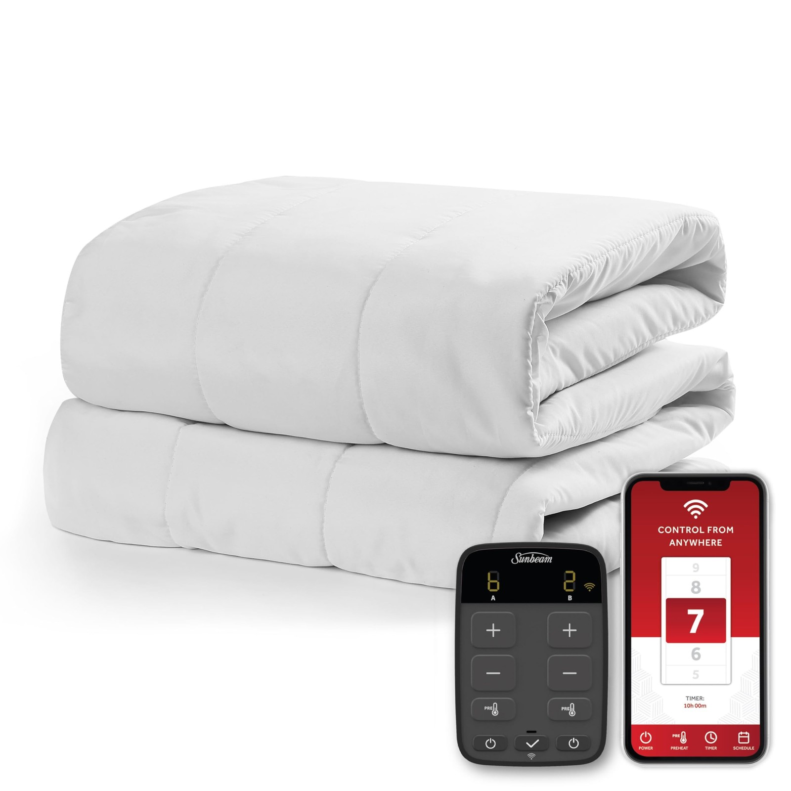 Sunbeam Polyester Wi-Fi Connected Mattress Pad, Electric Blanket, 10 Heat Set... gallery