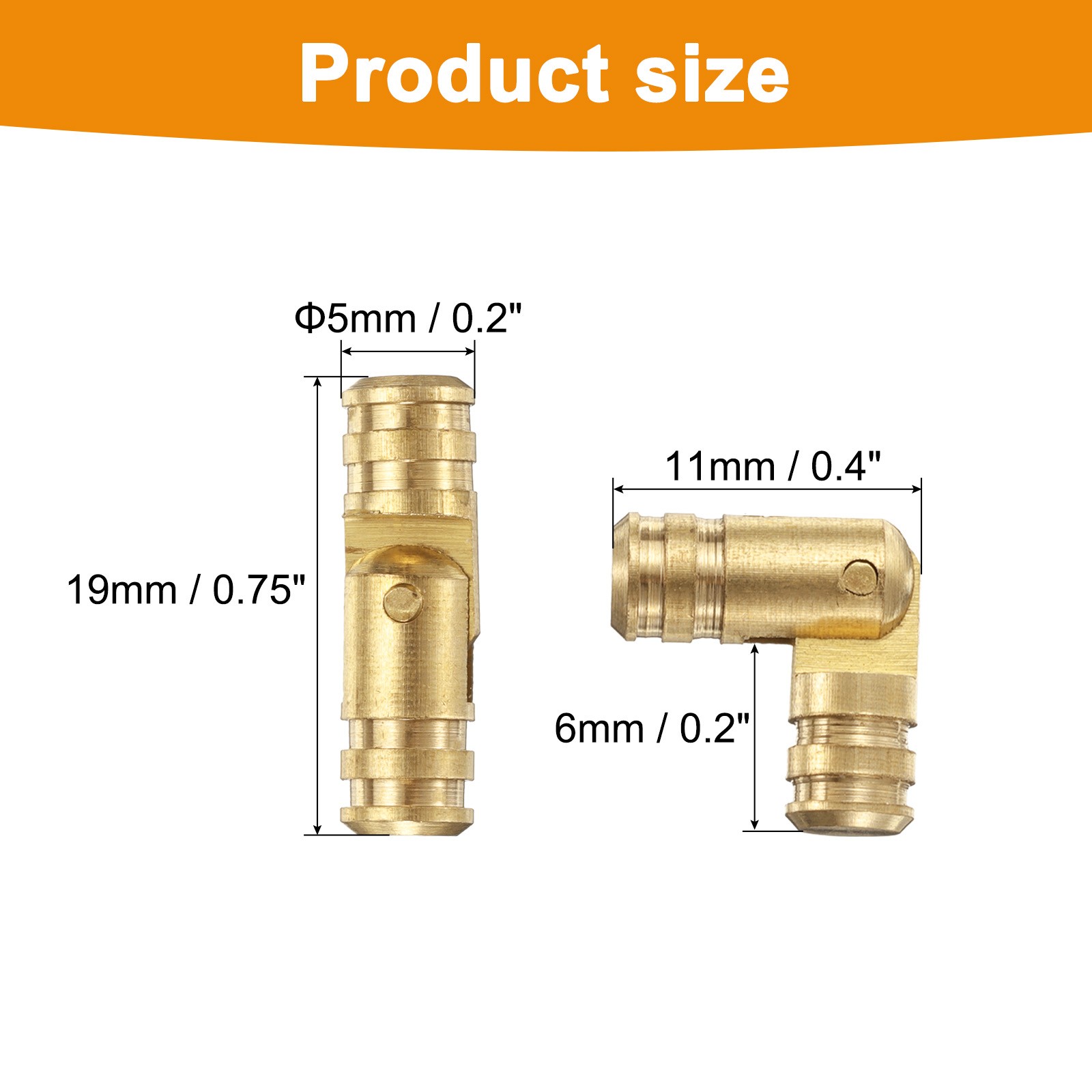 20Pcs Invisible Barrel Hinges 5x19mm Brass Concealed Hinge Gold gallery