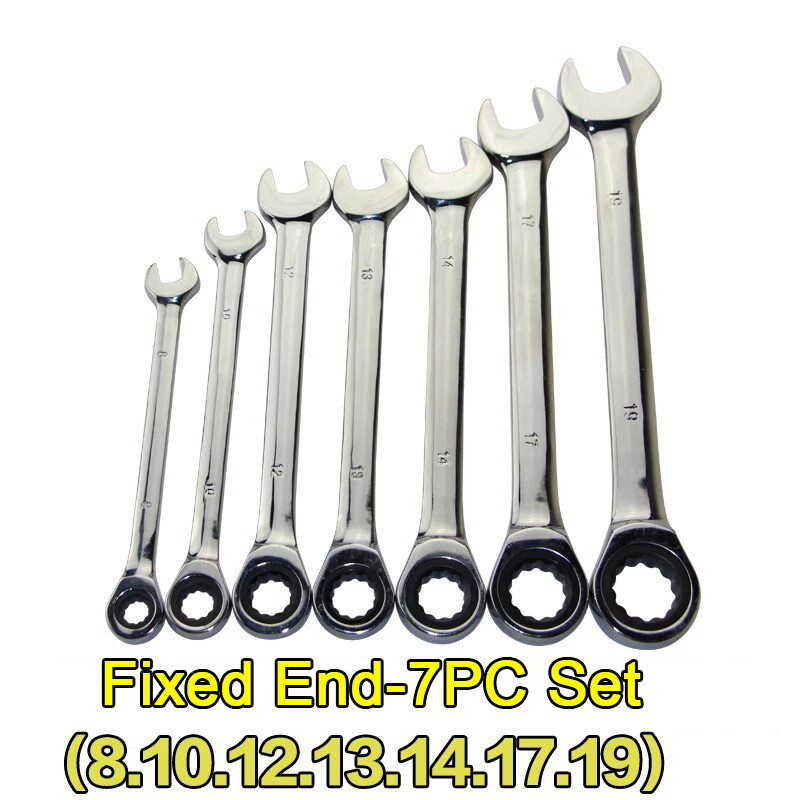 6/7pc Combination Wrench Set Open & Ratcheting Box End, Chromium Vanadium Alloy gallery