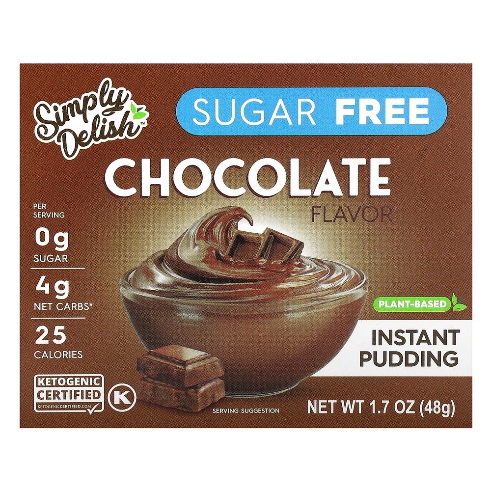 Plant-Based Instant Pudding, Chocolate, Sugar Free, 1.7 oz (48 g)