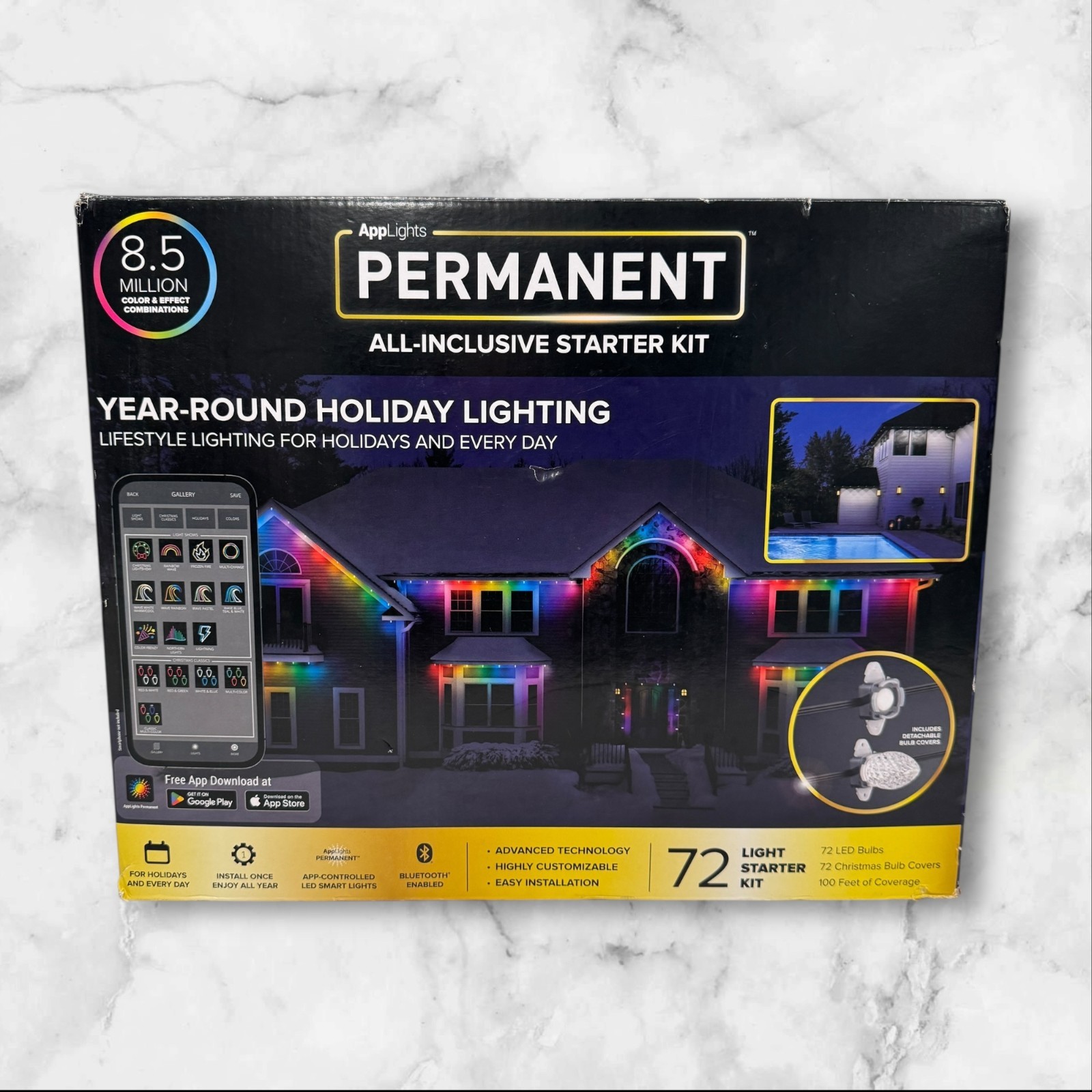 AppLights Permanent All-Inclusive Starter Holiday Lighting with 72LEDs, 100 Feet gallery