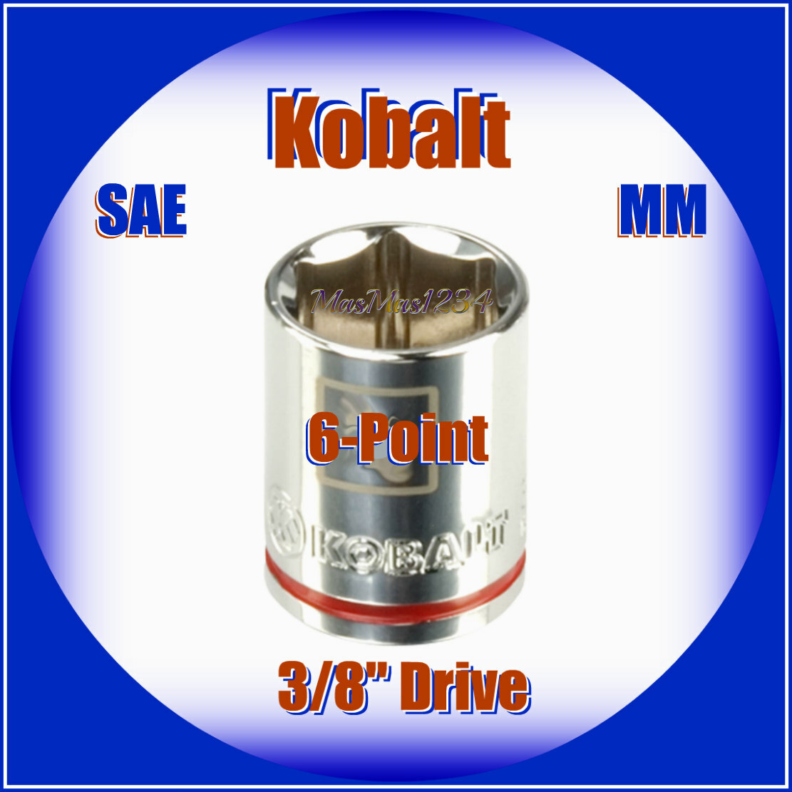 KOBALT 3/8" Drive Shallow Socket - 6 Point - SAE Inch Metric MM - Any Size - NEW gallery