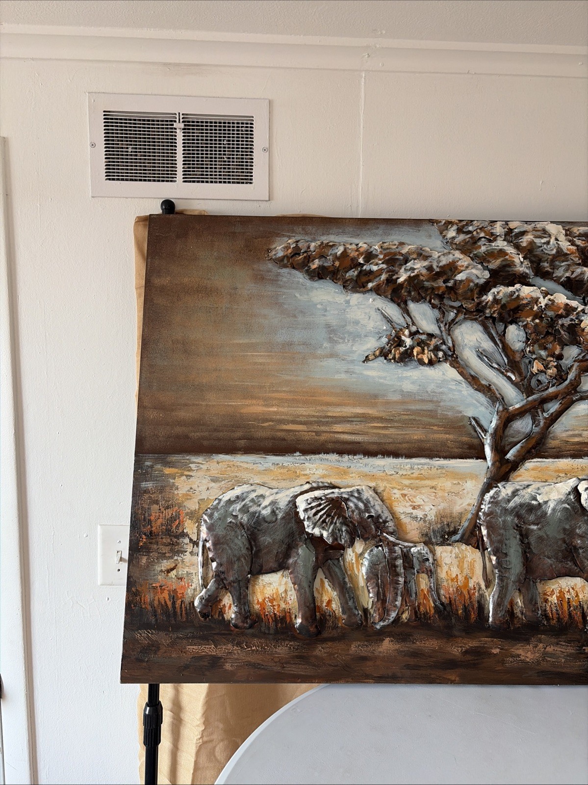 Elephants Metal Wall Art,Hand Painted Mixed Media Iron Wall Sculpture,3D Wall... gallery