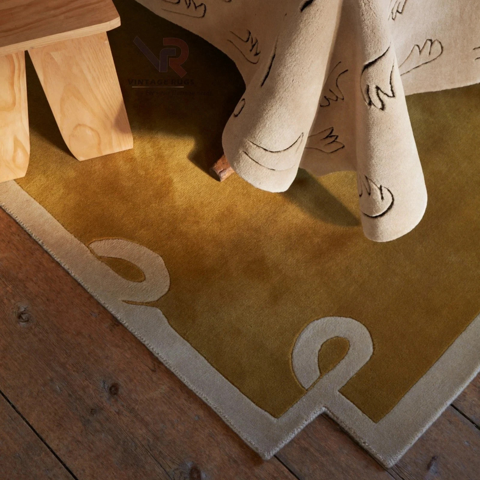 Hand Tufted Wool Rug Nordic Knots Loops Yellow Design Handmade Area Rug & Carpet gallery