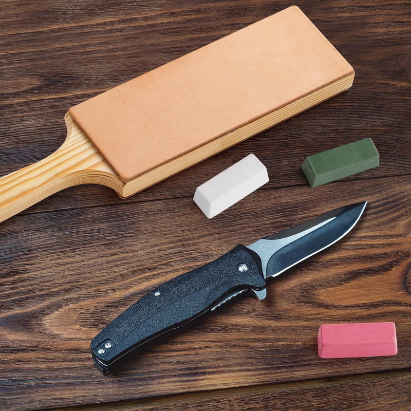 Oversize Double Sided Leather Strop Kit3 Knife Stropping Leatherwith Ergonomi gallery