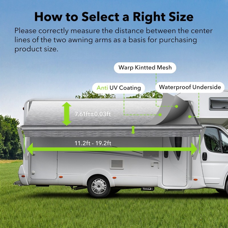 HBN RV Awning Fabric Replacement, Multiple Fabric Length for Awning, Heavy-Duty gallery