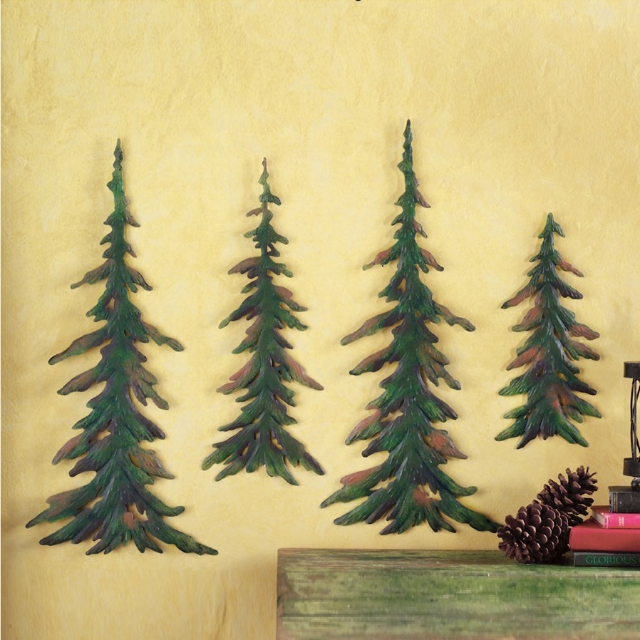4 PCS Evergreen Pine Tree Metal Wall Decor gallery