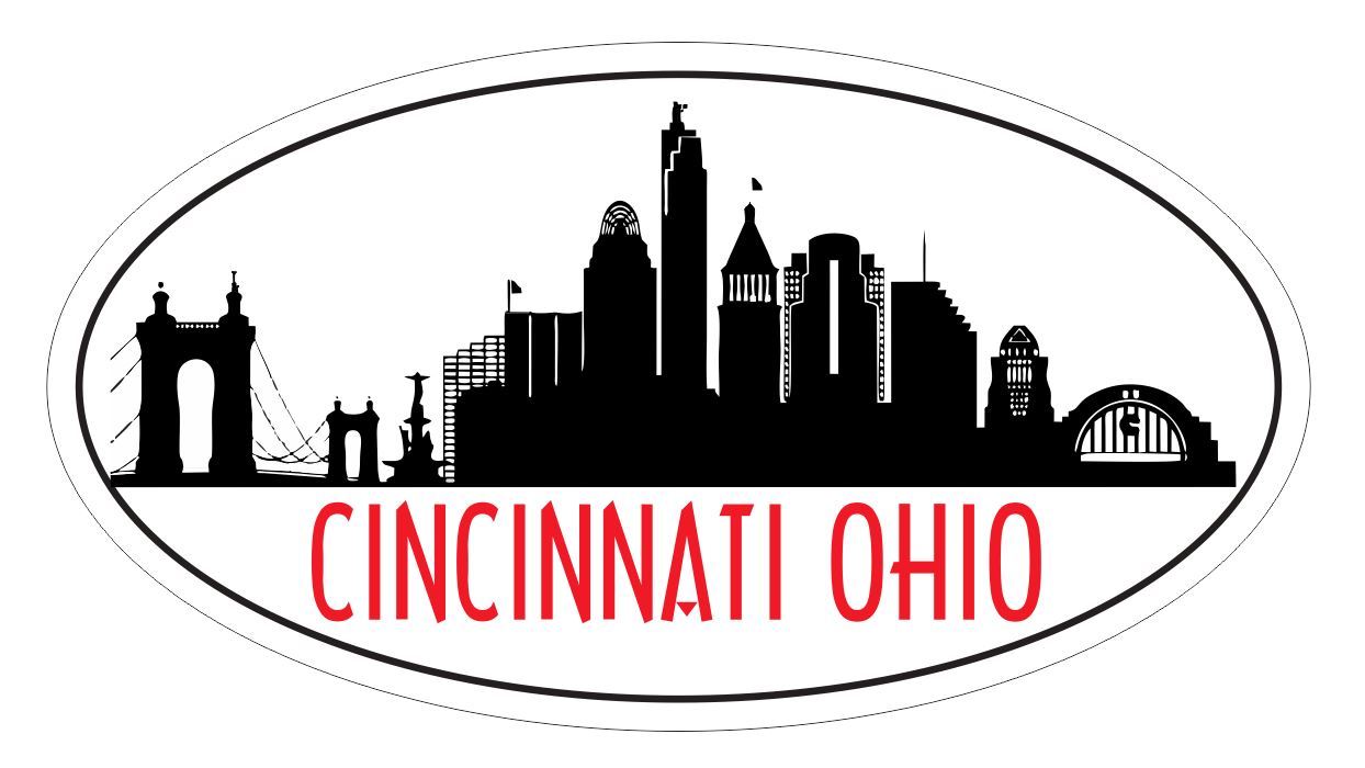 Cincinnati Ohio Oval Bumper Sticker or Helmet Sticker D5528 gallery