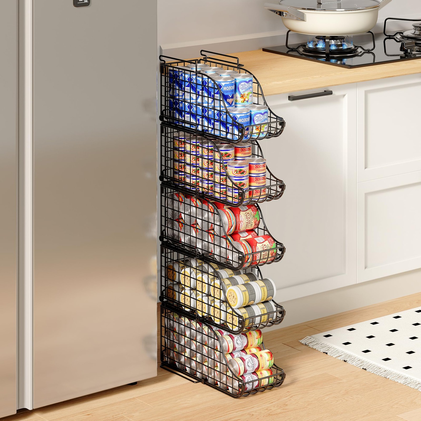 4-Pack Stackable Canned Food Organizer with Handles for Kitchen, Soda Can Org... gallery