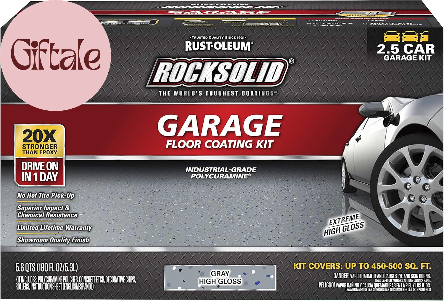 293513 Rocksolid Polycuramine Garage Floor Coating, 2.5 Car Kit, High Gloss Gray gallery