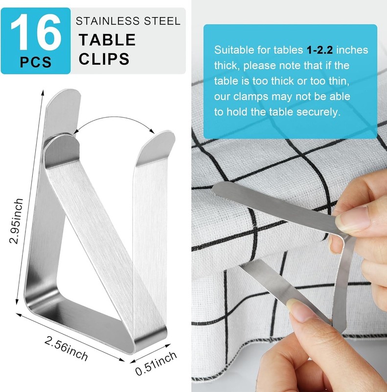 Rustproof Classic Table Cloth Holder Clips - Ideal for Camping & Parties gallery
