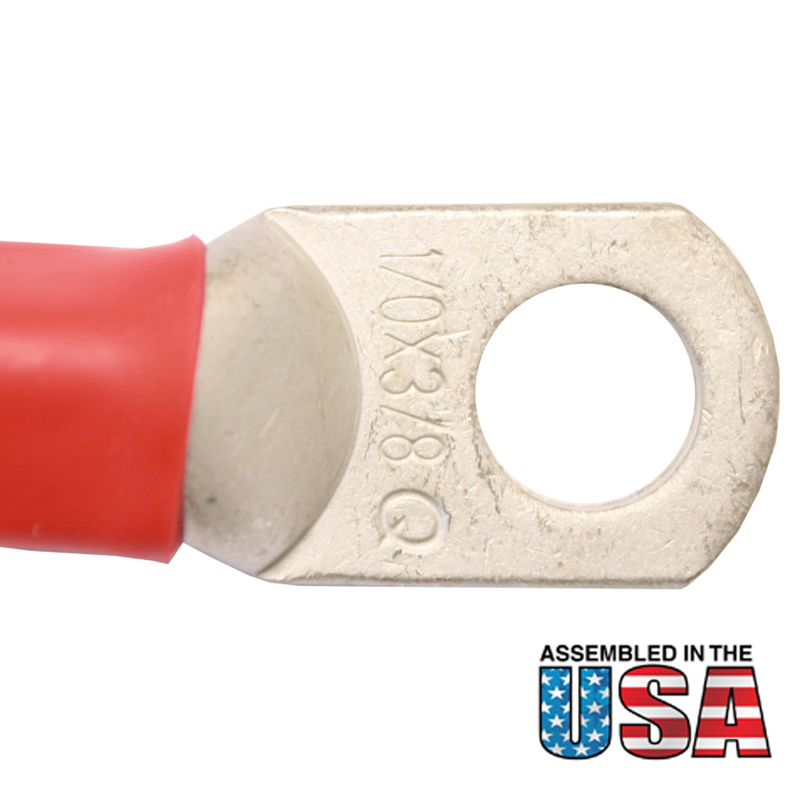 AWG #1/0 Red Battery Interconnect Cable 6" with 3/8" Lugs ASSEMBLED IN USA gallery