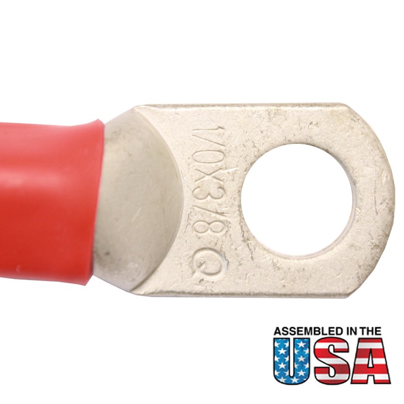 AWG #1/0 Red Battery Interconnect Cable 6" with 3/8" Lugs ASSEMBLED IN USA gallery