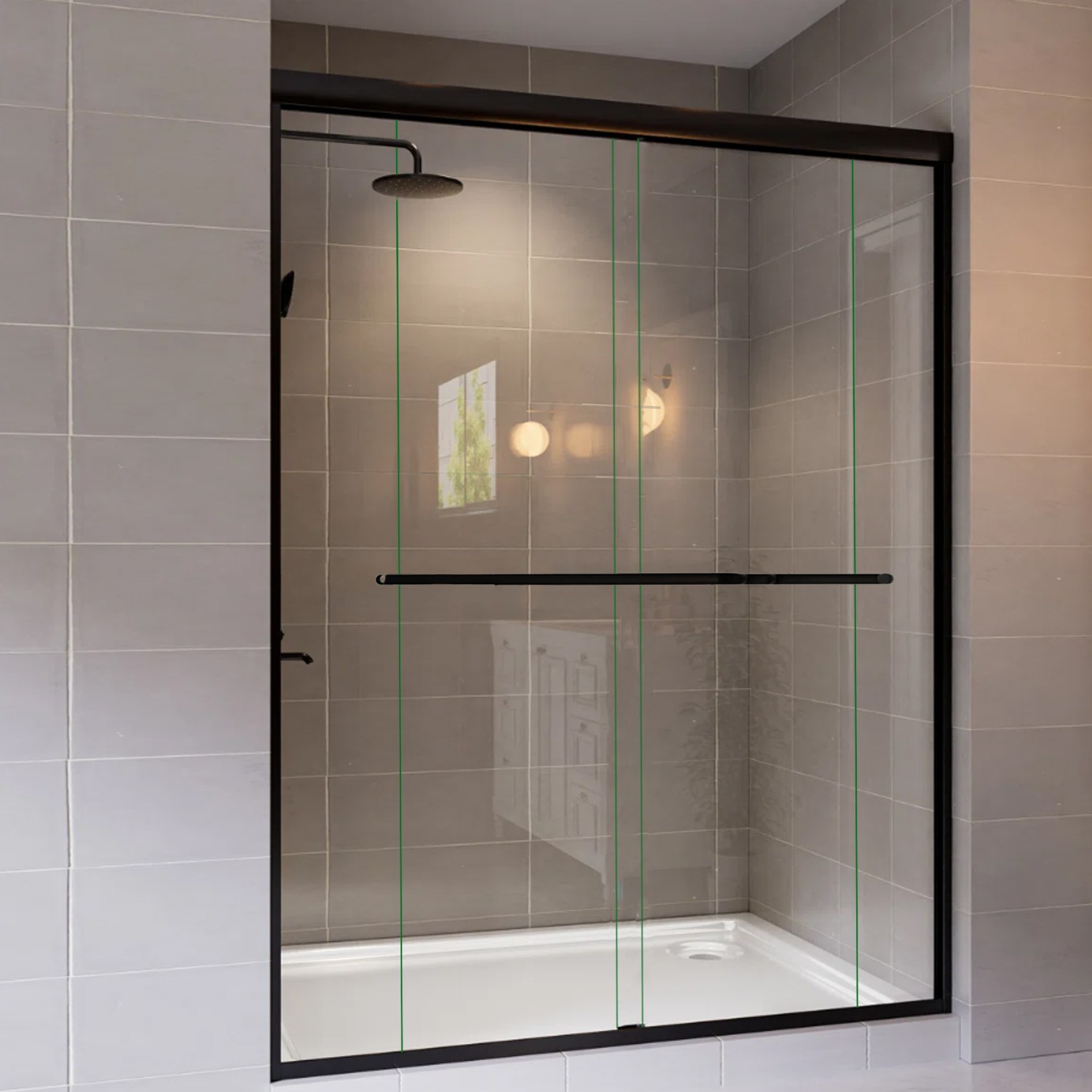 Matte Black Finish Shower Sliding Glass Door 60''x 72'' Glass Door For Bathroom gallery