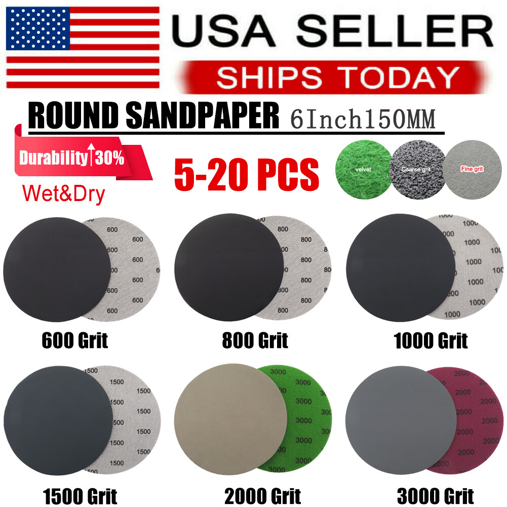 6inch Hook Loop Sanding Discs Wet Dry Sandpaper 600 800 1000 1500 2000 3000 Grit gallery