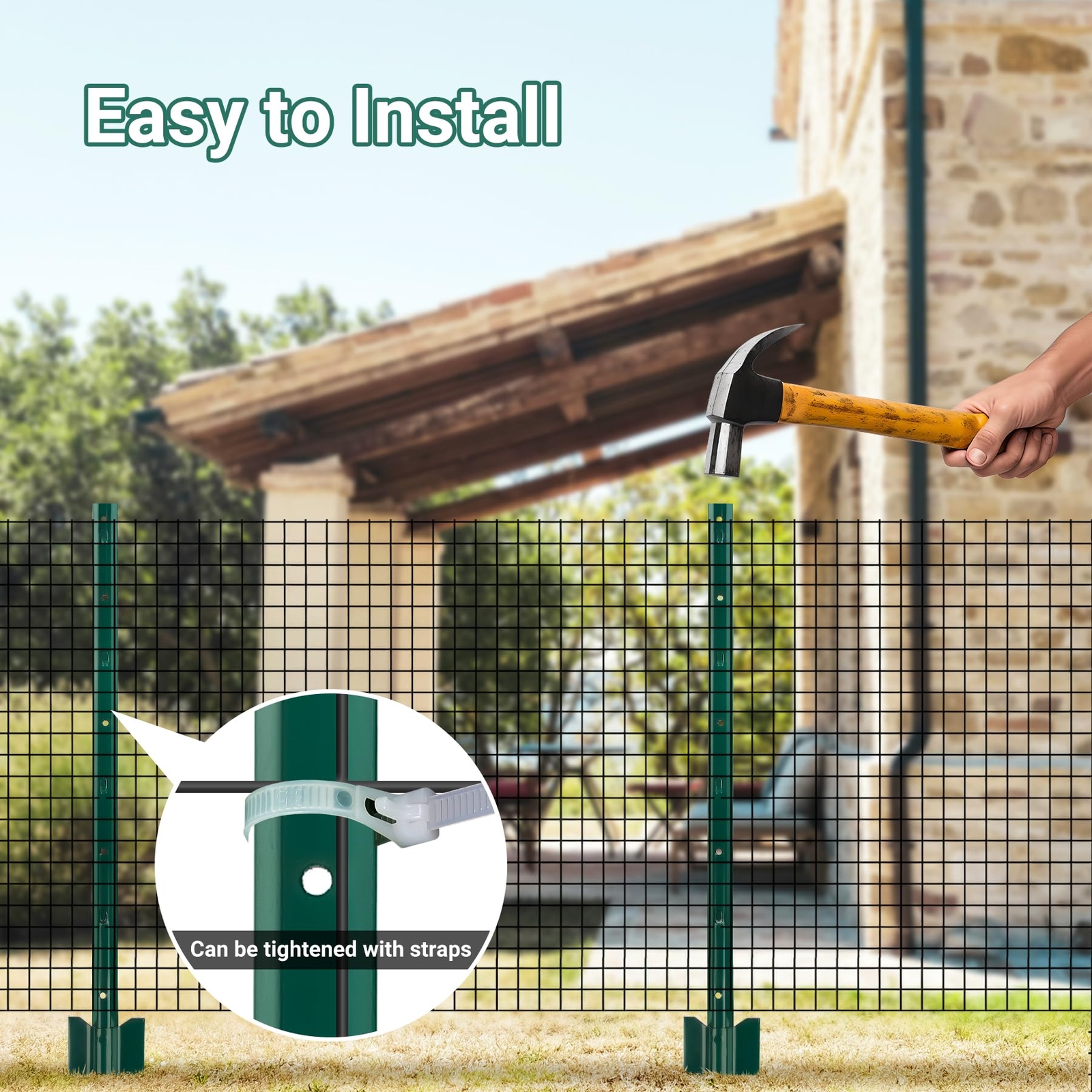 Toriexon Fence Posts 3Feet 10Pack Heavy Duty Metal Fence Post with U-Channel gallery