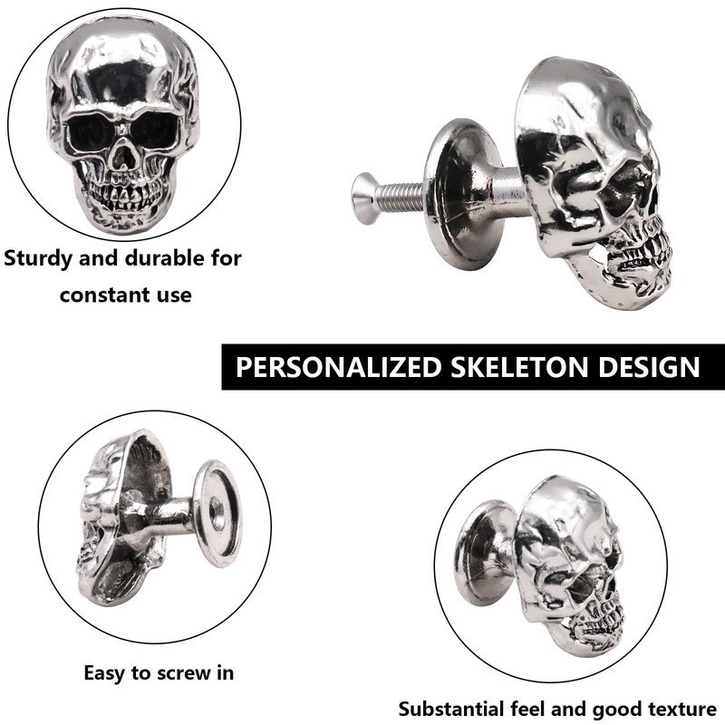 6 Pack Skull Skeleton Drawer Knobs, Vintage Single Hole Cabinets Pulls for Drawe gallery