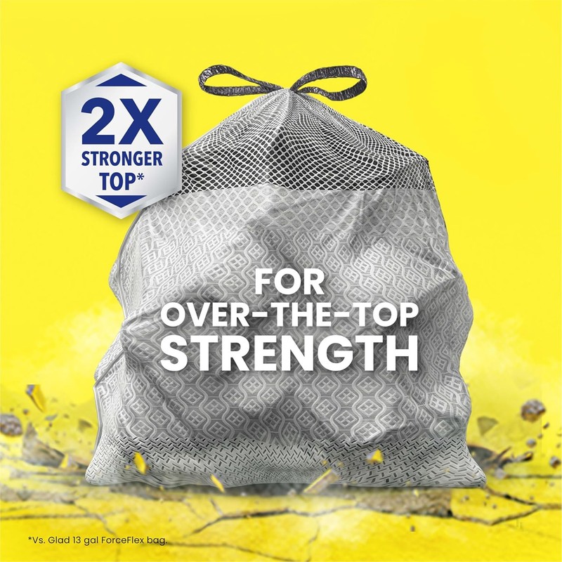 Glad Forceflex Maxstrength Kitchen Trash Bags, 20 Gal, Fresh Clean Febreze, 80 C gallery