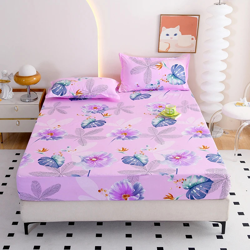 Flower Printed Fitted Sheets Reactive Printed Single/Queen/King Mattress Cover gallery
