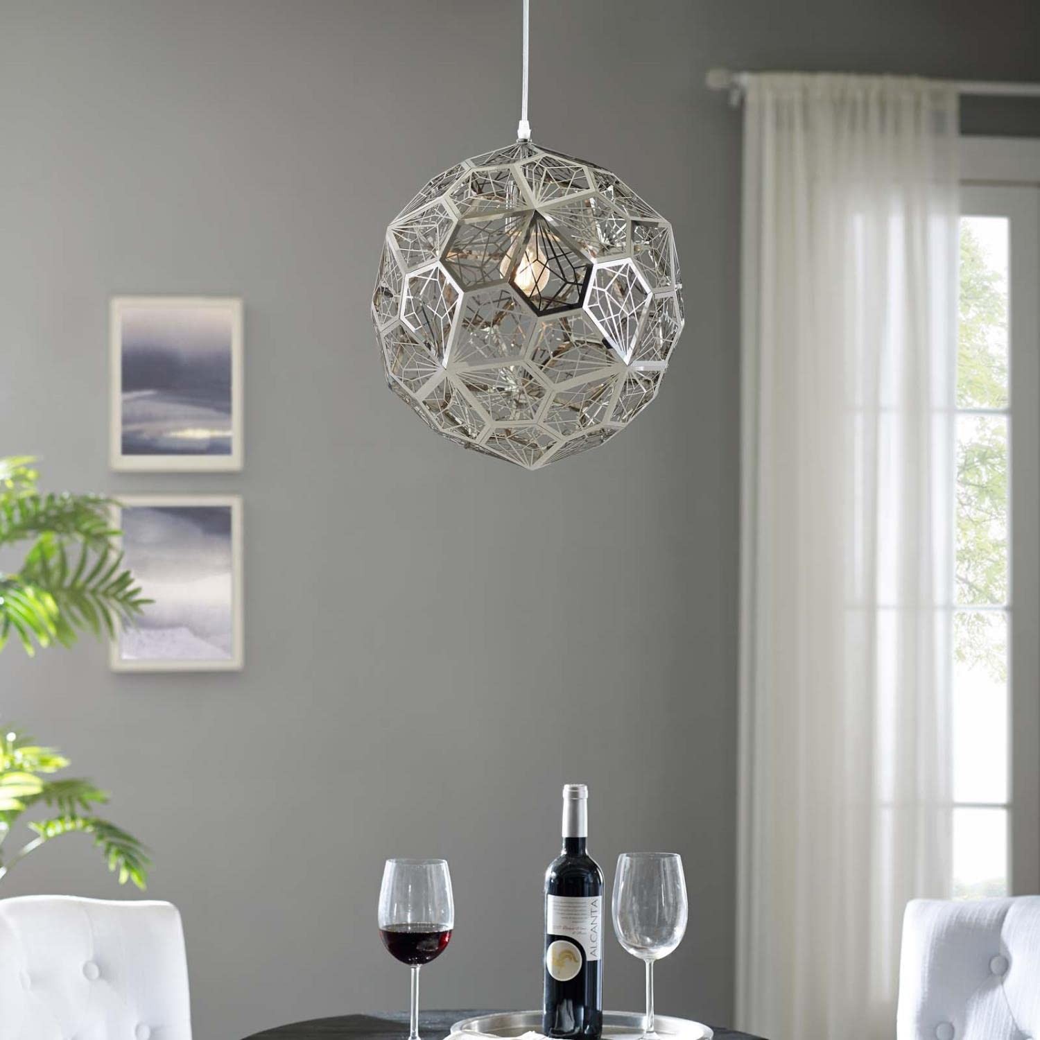 Modway Shine Modern Stainless Steel Pendant Lamp in Chrome Finish gallery