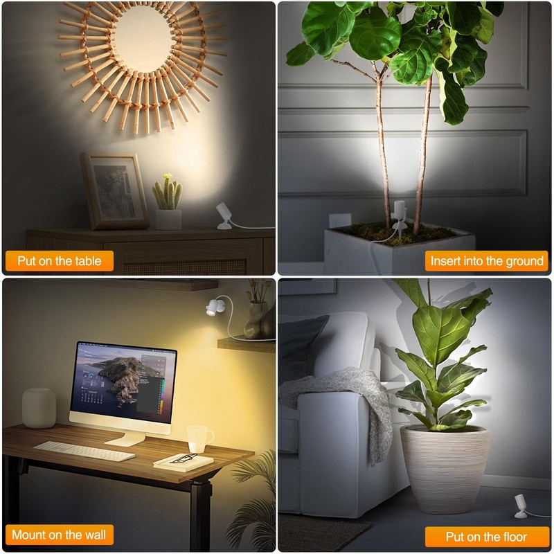 2 Pack Dimmable Spotlights Indoor, LED Uplighting with Timer and Remote, 5W L... gallery