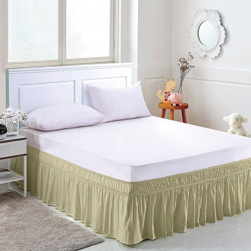 Wrap Around Bed Skirts Drop Solid Color Elastic Bed Skirt Queen King Full Dust gallery