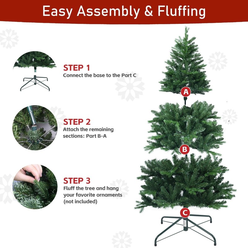 MAKEATREE 6ft Artificial Christmas Tree with 1296 Mixed PE & PVC Tips, Unlit ... gallery