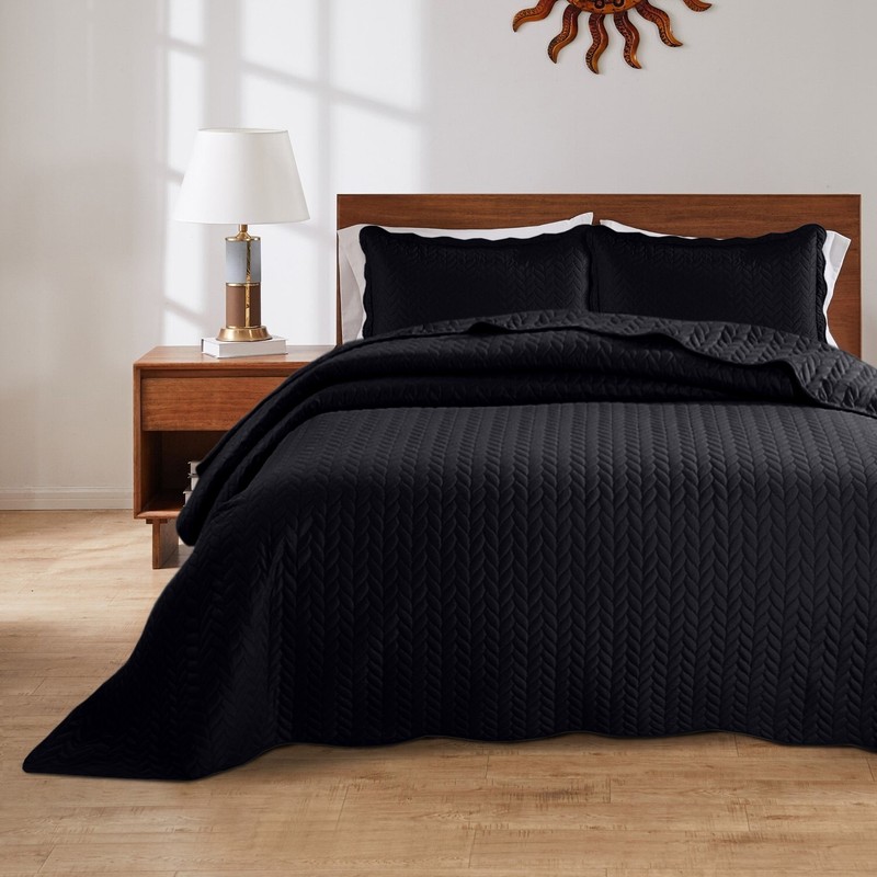 Reversible Quilted Bedspread Set Lightweight Embossed Coverlet Throw Twin Size gallery