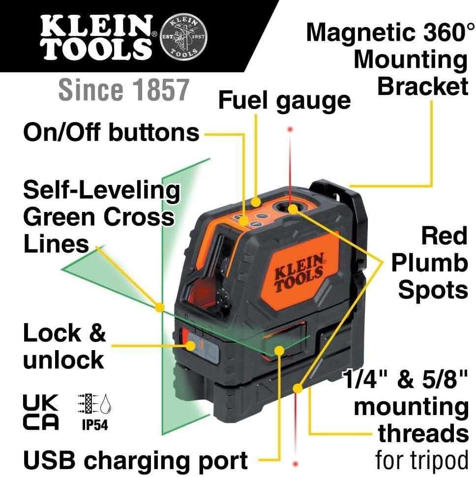165 Feet Self-Leveling Laser Level, Bright Green Cross Lines, Rechargeable gallery