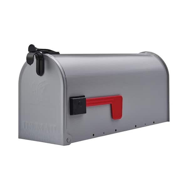 Post Mount Mailbox Gray Medium-Sized Galvanized Steel Ribbed Body Fade Resistant gallery
