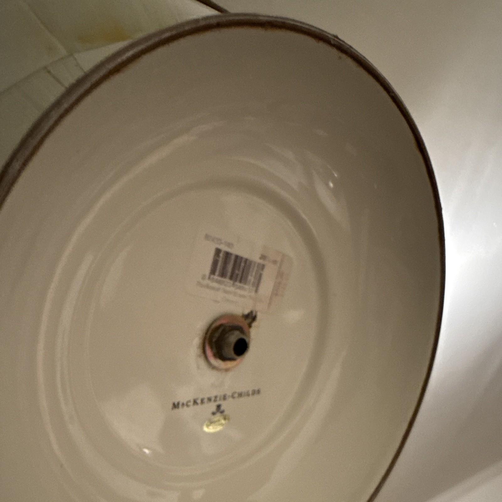 Mackenzie-Childs Parchment Round 2-tiered stand, White & Gold Rim gallery