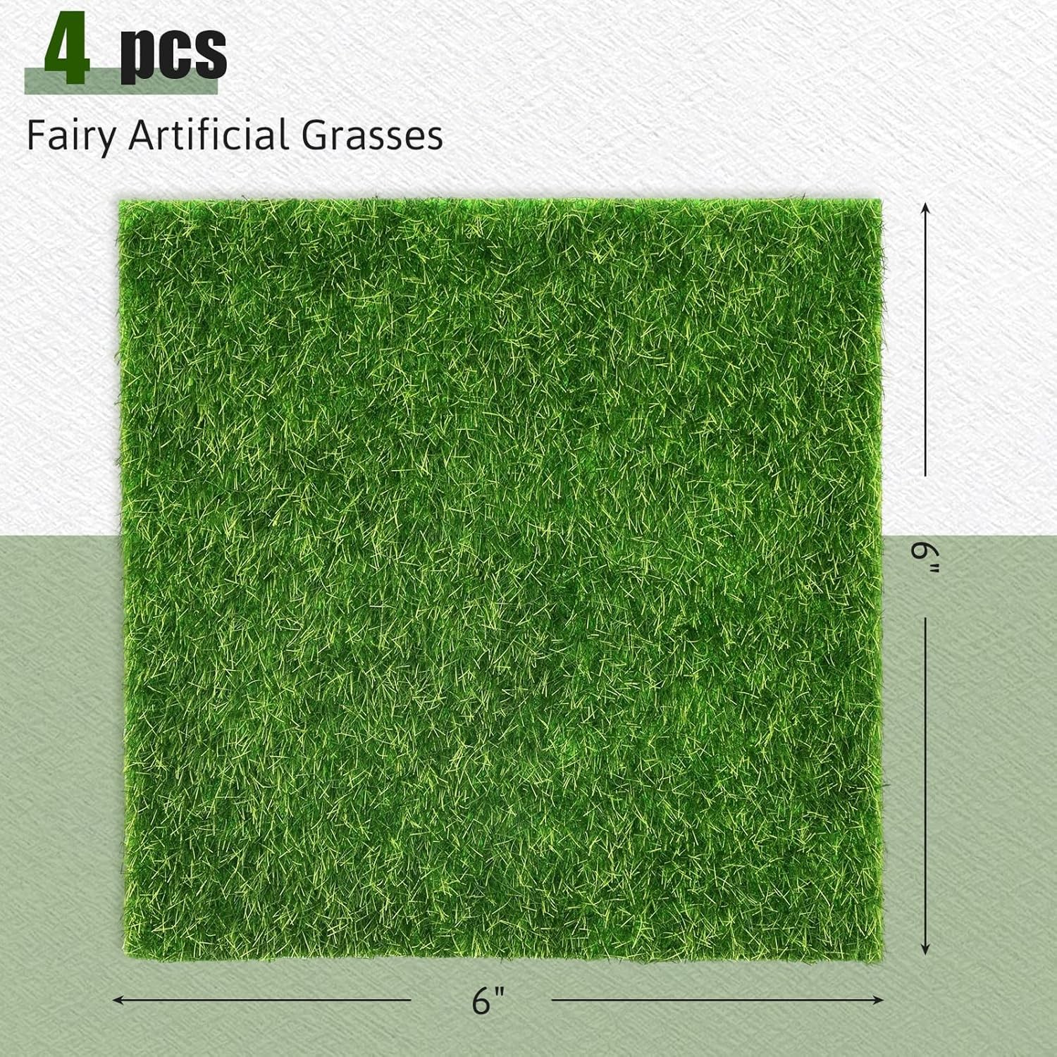 Shindel 4 Packs Fake Grass Decor for Crafts, 6" x 6" Fairy Artificial Moss for M gallery