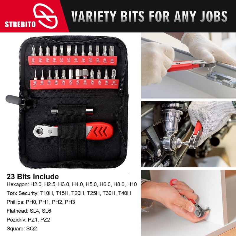 STREBITO Right Angle Screwdriver Set, Low 26 in 1, 26 1 With Zipper Pouch gallery