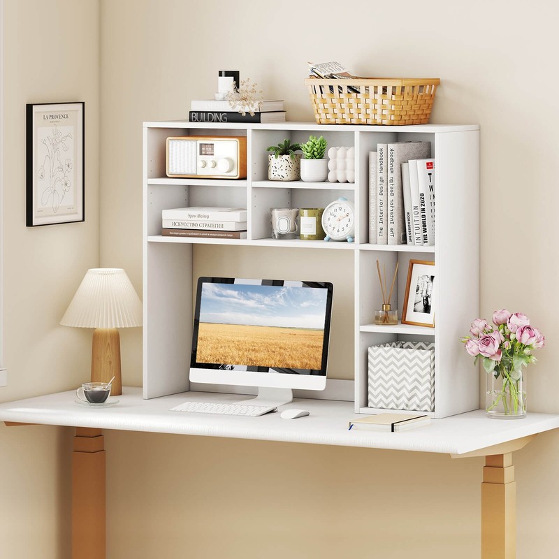 Desktop Bookshelf w/ 7 Open Cubbies & 3 Adjustable Shelves for Home Office Dorm gallery
