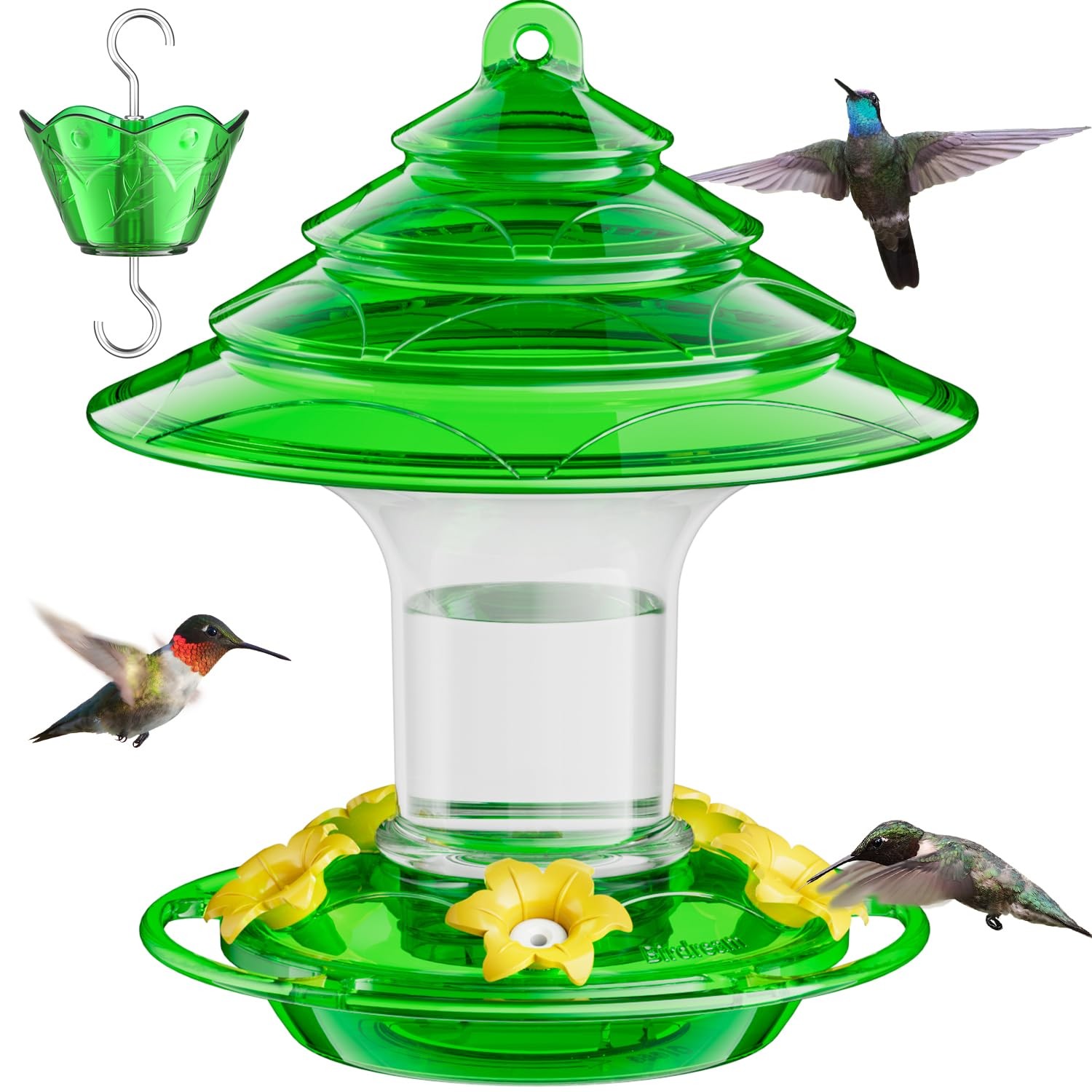 Birdream Hummingbird Feeder for Outdoors Hanging, 20 OZ Humming 1 Pack, Green gallery