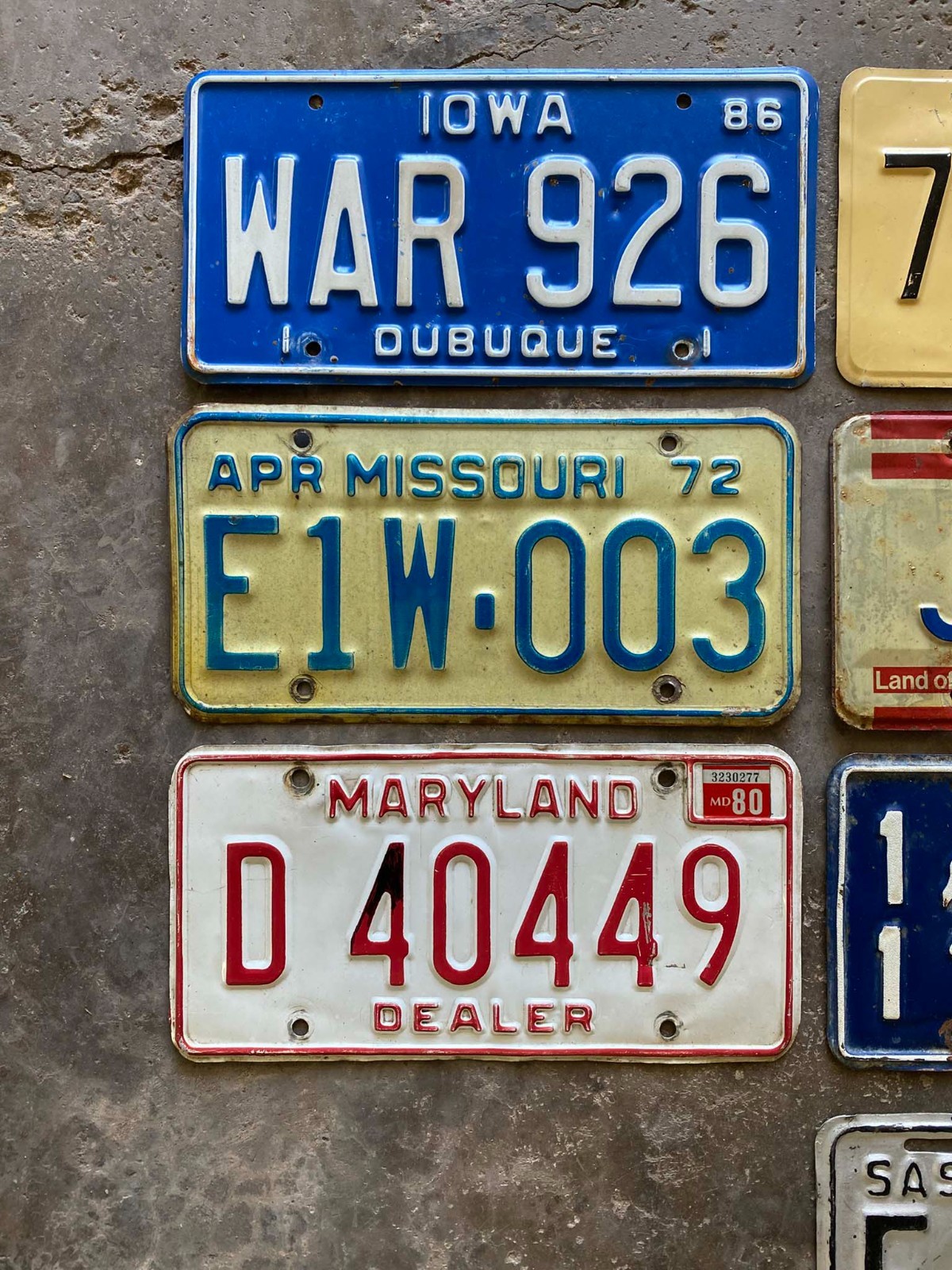 Vintage Craft Mixed State Canada Decorator Flea Market License Plate Lot of 10 gallery