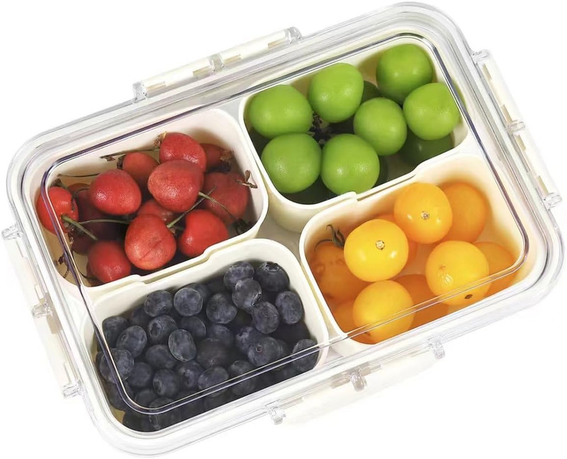 Snack Box Container, 4 Compartments Divided Serving Tray with Lid, Snackle Bo... gallery