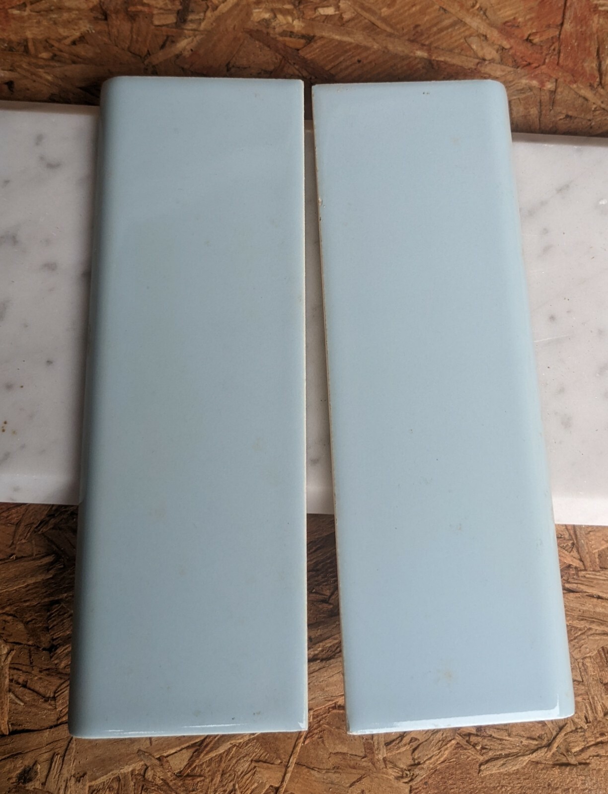 2 pcs American Olean Ceramic Wall Tile 2x6" Bullnose Pastel Blue NEW Color 18 gallery