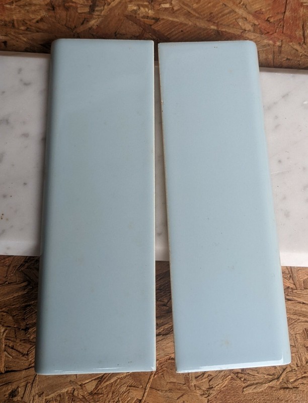 2 pcs American Olean Ceramic Wall Tile 2x6" Bullnose Pastel Blue NEW Color 18 gallery