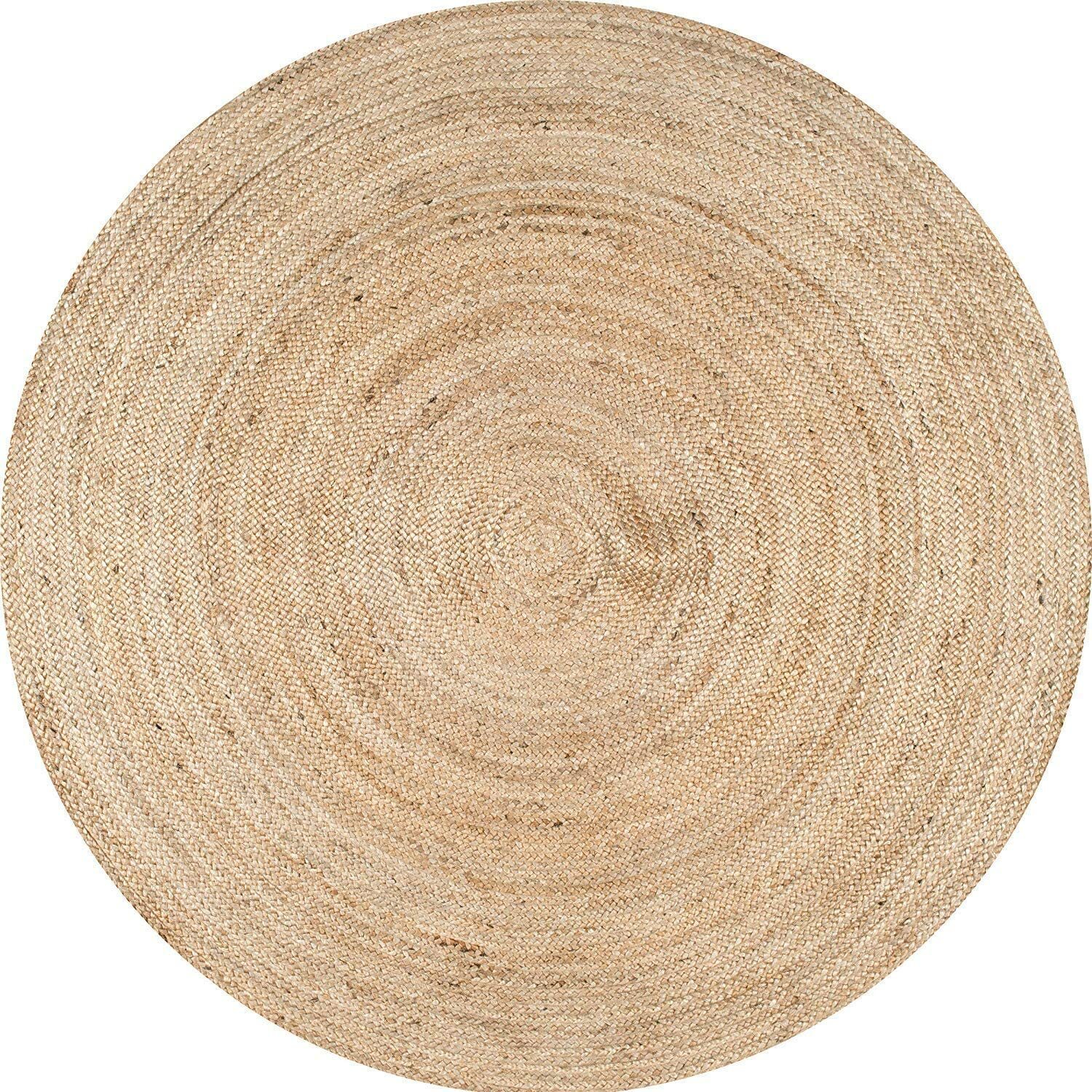 Round Rug Jute Natural 100%Handmade Carpet Reversible Braided Modern Rustic Look gallery