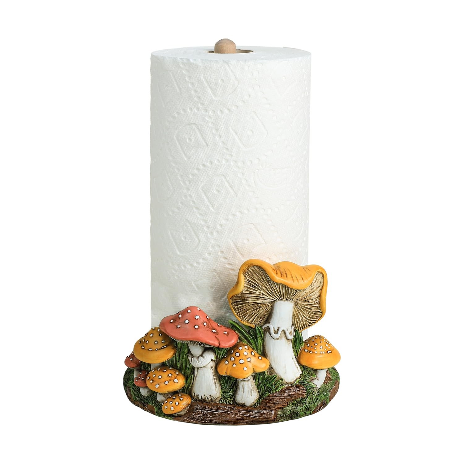 Bicuzat Cute Retro Mushroom Pattern Paper Towel Holder Stand, Resin Crafts Displ gallery