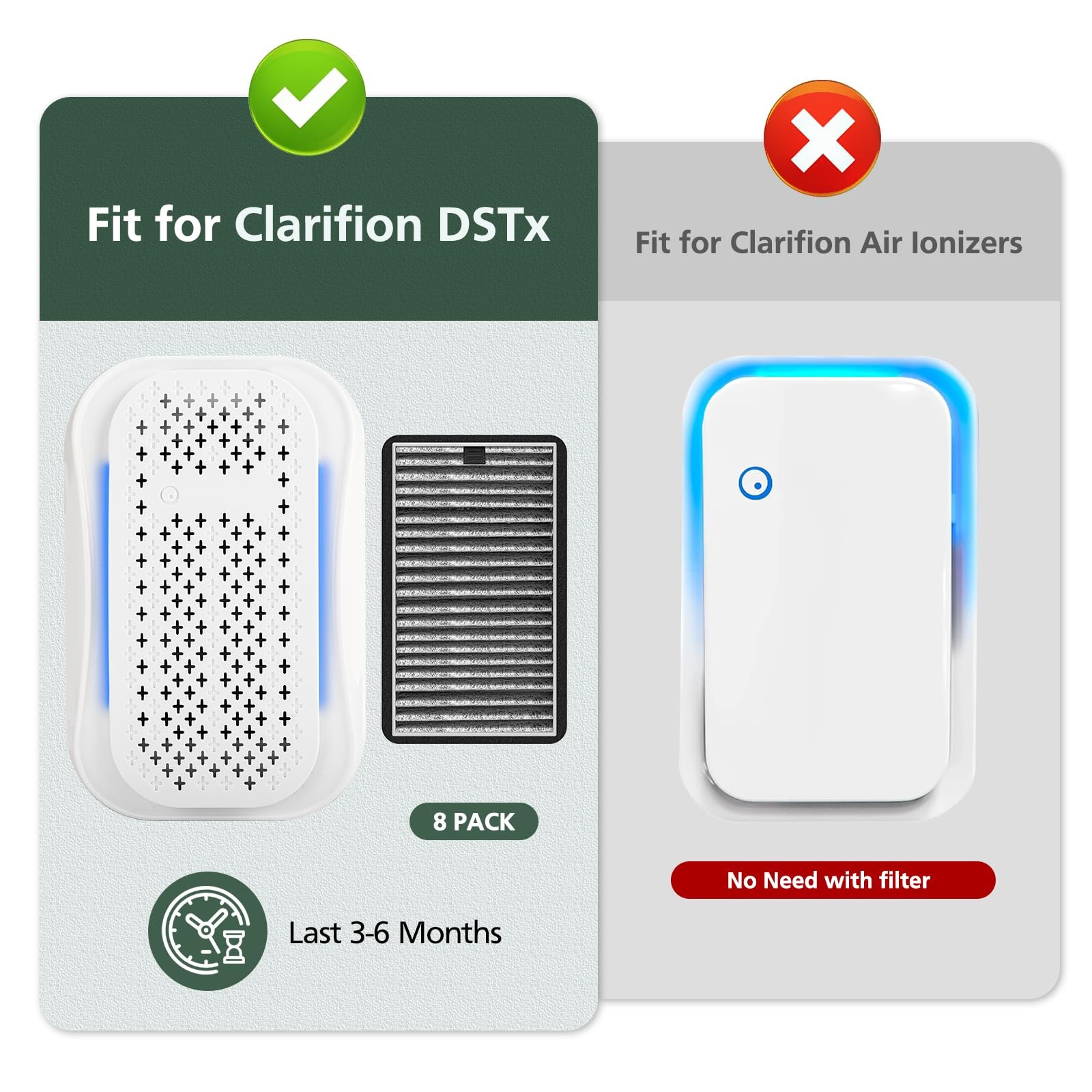 8 Pack DSTx HEPA + Carbon Filters Replacement Compatible with Clarifion DSTx ... gallery